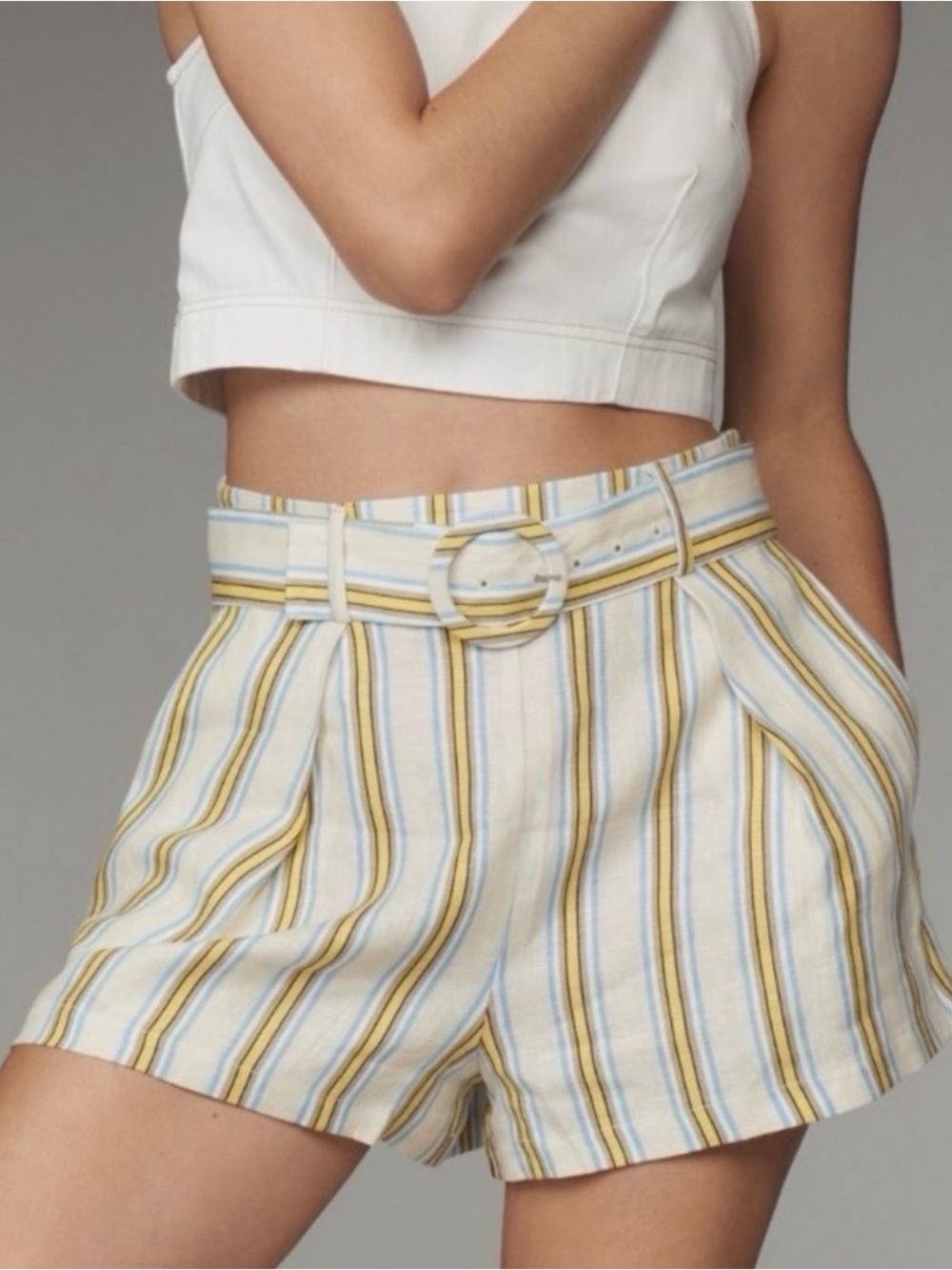 Maeve Belted High-Waist Shorts